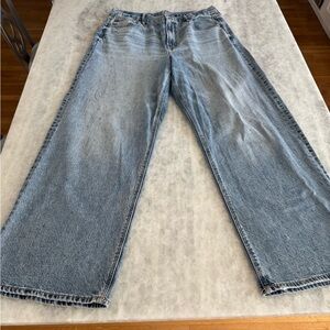 American Eagle Outfitters High Waisted Wide Leg Jeans with Rhinestones